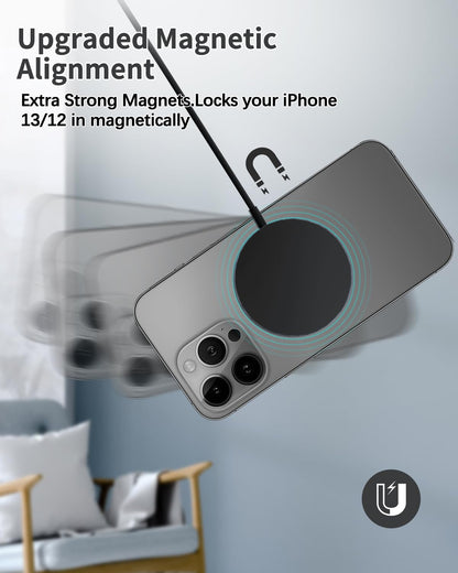 Magnetic Wireless Charger Mag-Safe Charger for iPhone 17/16/15/14/13/12 Series Convertible Magnet Wireless Charging Stand/Pad with 5ft Cable for iPhone and AirPods 2/3/Pro 2/Pro