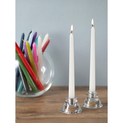 CANDWAX 8 inch White Taper Candles - Set of 12 White Candle Sticks Ideal for Christmas Decorations - Unscented Dripless Smokeless Long Burning Candlesticks - Tapered Christmas Candles for Home Decor