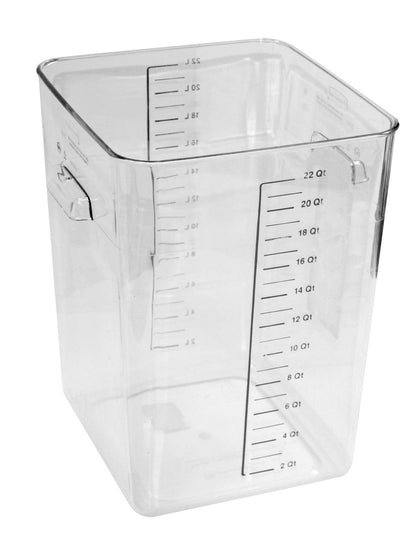 Rubbermaid Commercial Products Space Saving Square Food Storage Container, 22 Quart, Clear