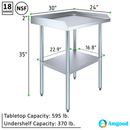 AmGood Commercial Work Table with Backsplash and Sidesplashes | Height: 35" | Stainless Steel Prep Table for Kitchen, Restaurant, Garage, Laundry | NSF (30" Long x 24" Deep)