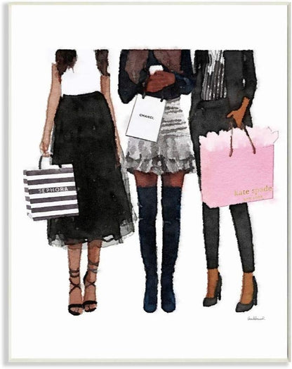 Stupell Industries Fashion Models Brands Glam Watercolor Wall Plaque, Designed by Amanda Greenwood Art, 10 x 0.5 x 15