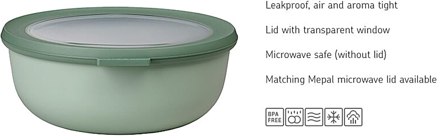 Mepal Cirqula 101oz Multi Food Storage Bowl - Nordic Blue with Transparent Lids, Microwave & Dishwasher Safe