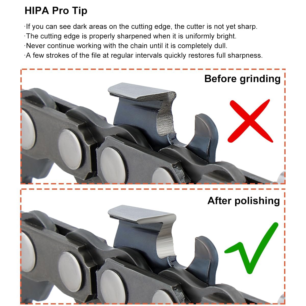 Hipa 12 Pack Chainsaw File, Chainsaw Sharpener Kit, 5/32", 3/16", 7/32", 1/8", 11/64", 13/64" Round Chainsaw Sharpening, 6 Inch Flat File,Depth Gauge,Quick Check Gauge, Chain Saw Sharpener Tool