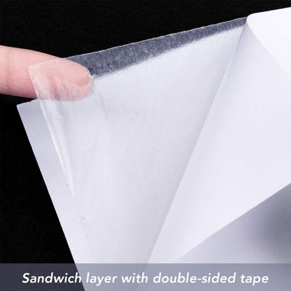 BENECREAT 10PCS White Double Sided Adhesive Sheets 16.5x11.5 Inch Double Side Tap Sheet (0.2mm) for Valentine's Decoration, Tumbler Craft Photo Albums Handbook Making