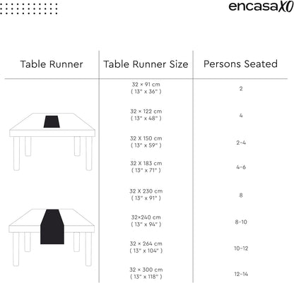 Encasa XO Long Table Runner 13x104 in Azul Blue Solid Color | Durable Cotton Canvas Fabric | Machine Washable