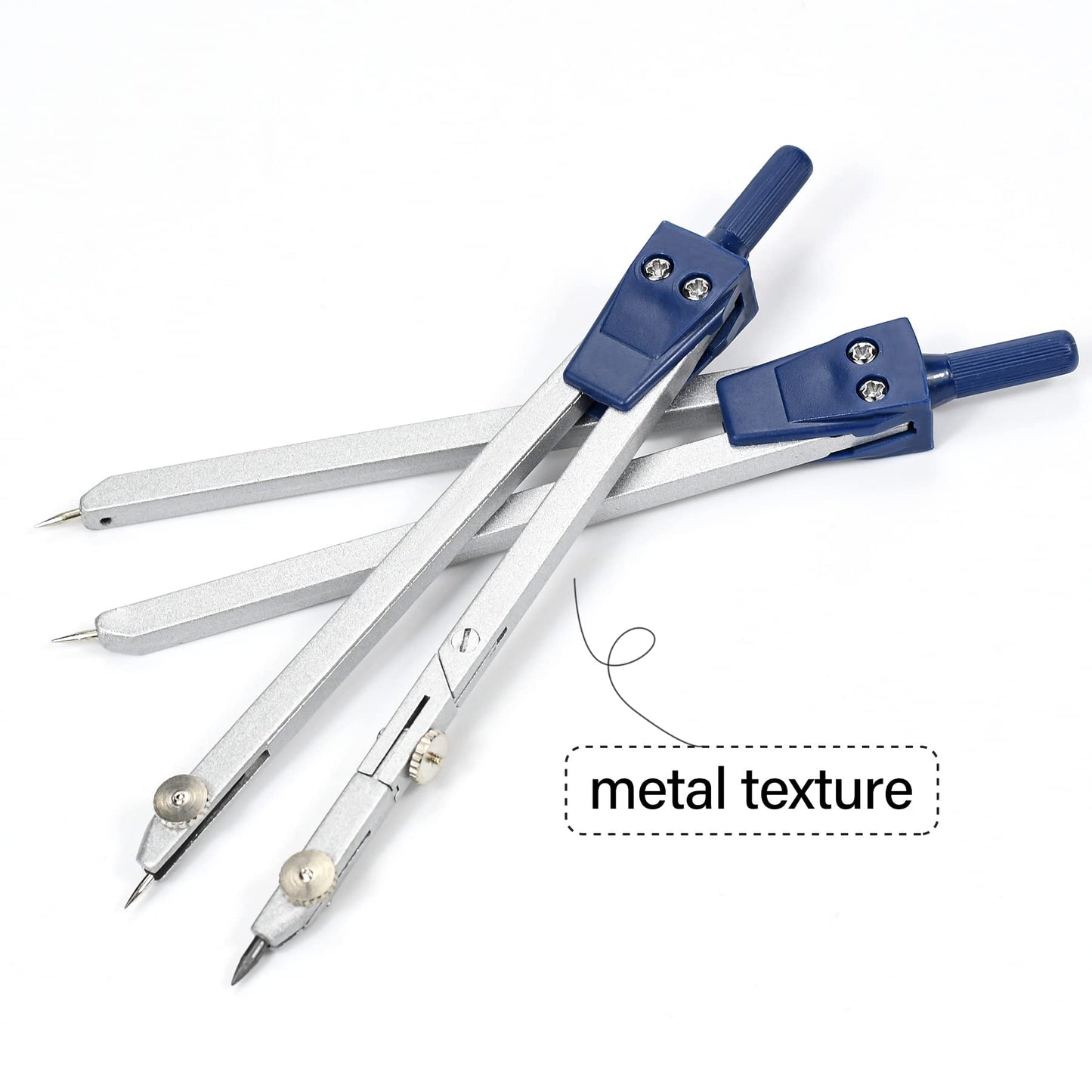 Unjoo 9Pcs Precision Geometry Set Metal Compass, Geometry Tool Tool Set with Shatterproof Storage Box, Circle Drafting Tool and Architecture, Drafting Kits for Engineers Students(Blue)