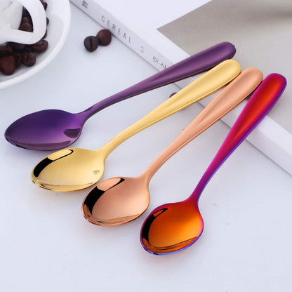 8 Pieces 18/10 Dessert Spoons, Teaspoons, Small Coffee Spoons, Espresso Spoons, 5.5 Inch (Multicolor)