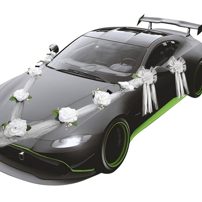 WAYUTO Artificial Wedding Car Decorations Kit - Flowers, Ribbon Bows & More for Wedding Party
