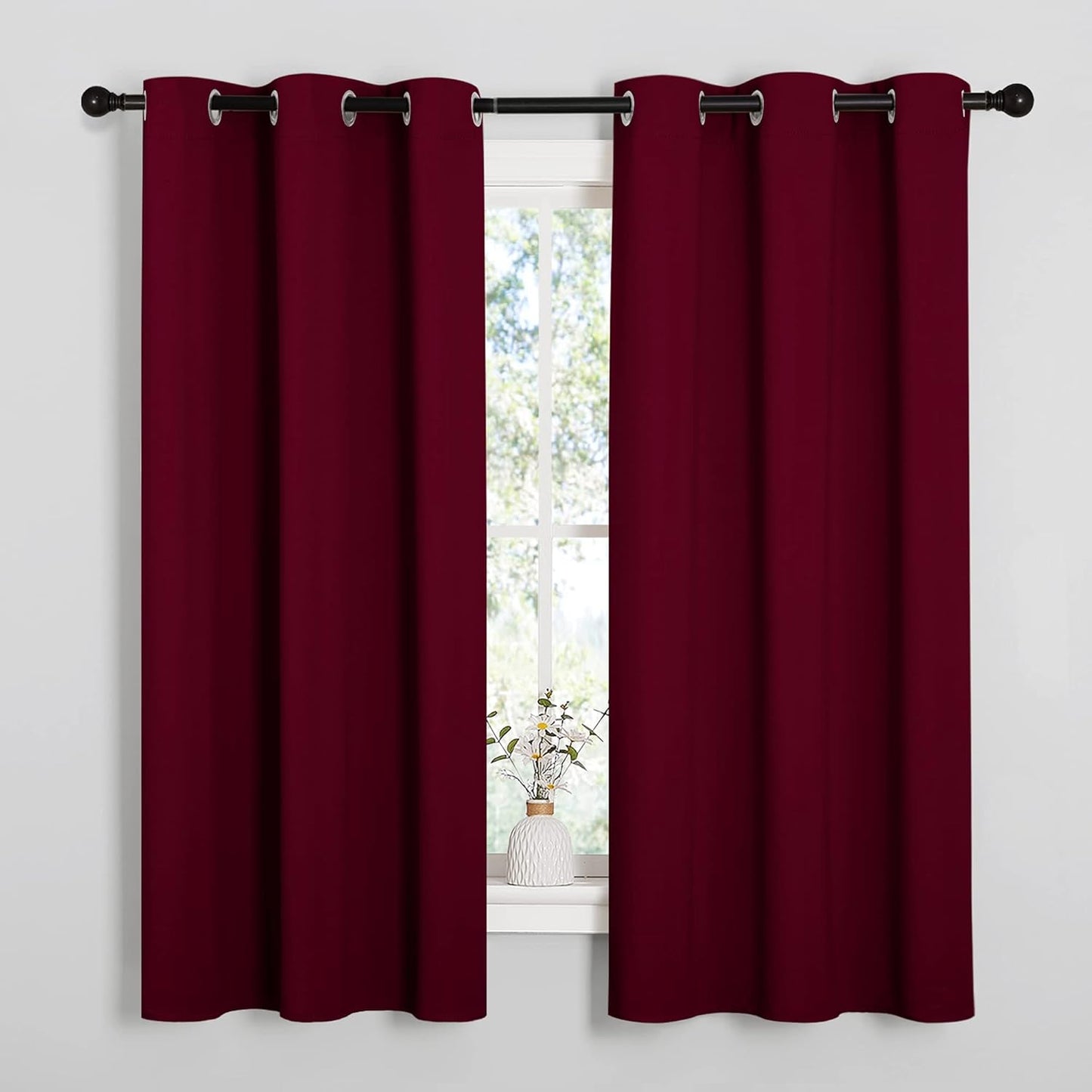 NICETOWN Blackout Curtains - Energy-Efficient Room Darkening Drapes | Wine Red, 2 Panels (W42 x L63)