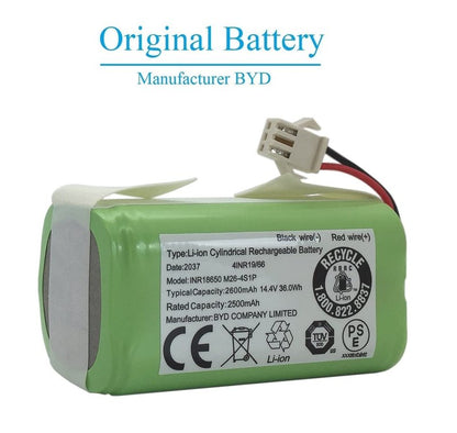 Replacement Battery for Ecovacs Deebot N79 N79S 500 DN622 DN622.11 Eufy RoboVac 11 11S 11S Max 12 15C 15C Max 15T 25C 30 30C Max 35C G10 Hybrid G20 G30 Edge G30 Hybrid R500 R450 2600mAh 14.4v OEM BYD
