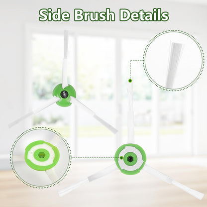 Replacement Accessories for iRobot Roomba E, I & J Series i7 i7+ E5 E6 E7 i2 i3 i3+ i4 i4+ i6 i6+ i8 i8+/Plus,1 Set Rubber Brushes, 4 HEPA Filters,6 Side Brushes, 1Caster Wheel ﻿