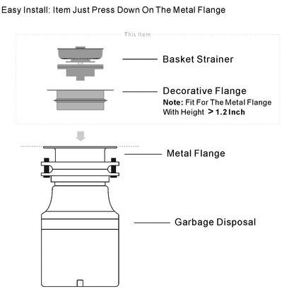 GZILA Garbage Disposal Strainer and Stopper with Decorative Disposal Flange in Black, Fit 3.5 Inch Standard Drain Hole