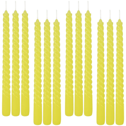 12 Pack 10 inch Yellow Spiral Taper Candles - Dripless, Smokeless, Unscented - 7 Hours Long Burning - Spiral Tall Candlesticks - Perfect for Home Decor, Weddings,Halloween, and Special Occasions.