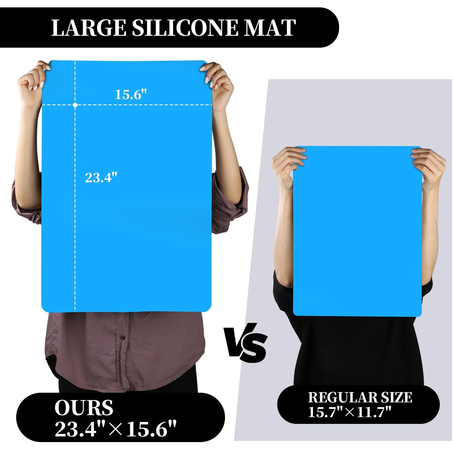 LEOBRO Silicone Mat for Crafts, 3 PCS 23.4” x 15.6” Large Silicone Mats, Craft Mats for Resin Molds, Clay, Dough, Jewelry Making, Sculpture Casting, Hot Pink & Green & Blue