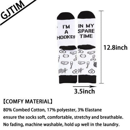 Crochet Gift crocheting Lover Gift I'M A Hooker In My Spare Time Novelty Knitting Crochet Socks Gift for Knitters (US, Alpha, One Size, Regular, Regular, I'M A Hooker)