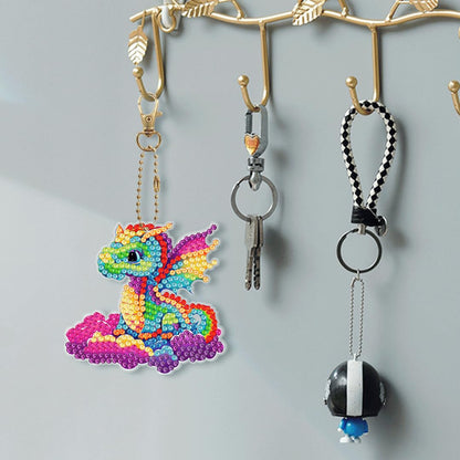 YUE ZHE 6 PCS Diamond Painting Keychains Double Sided Dragon Diamond Art Kits for Adults DIY 5D Painting Keychains Ornaments for Adults Beginners DIY Crafts Decor