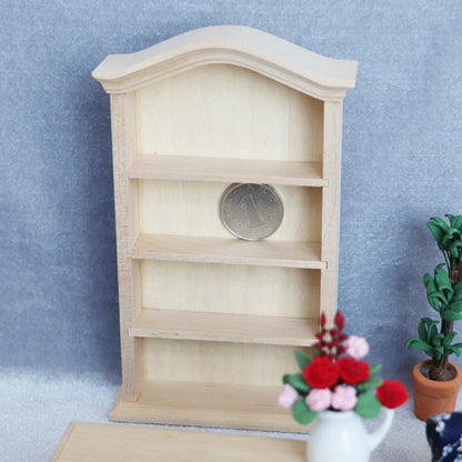 Dollhouse Wooden Bookshelf, 1/12 Mini Furniture Doll Display Case Miniature Cabinet Shelf Fairy Scene Bookcase Dollhouse Accessories