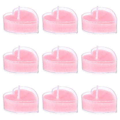 TOPPERFUN 9Pcs Heart Shaped Scented Tea Candles Smokeless Aromatherapy Wax for Home Wedding Decor Romantic Atmosphere Pink Rose Fragrance Eco Friendly Multi Use