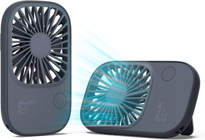JISULIFE Handheld Mini Lash Fan with Bracket, Portable USB Rechargeable Makeup/Eyelash Fan with 3 Speeds for Women, Blue
