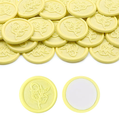 Aiviman 50Pcs Flower Wax Seal Stickers,Lemon Yellow Self Adhesive Envelope Seal Stickers,Great for Gift Wrapping,Wedding Invitation,Halloween,Christmas