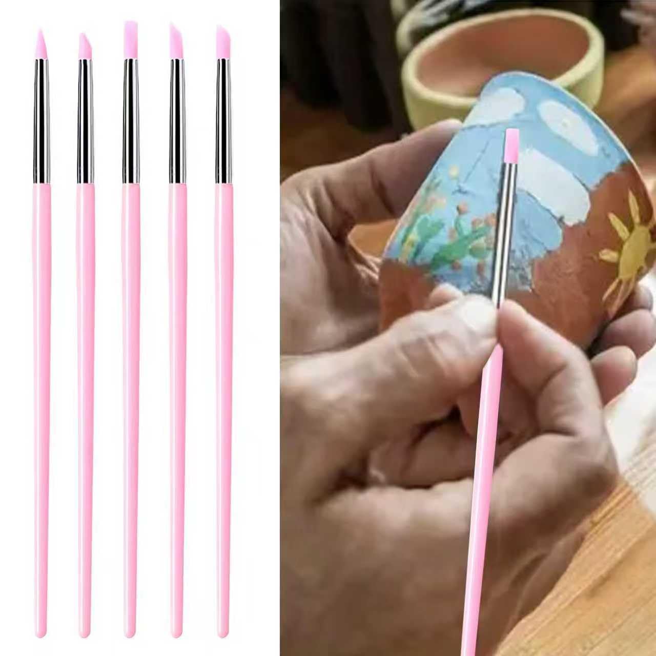 25Pcs Clay Sculpting Tool Set, Polymer Clay Kit with Ball Stylus Pens, Wooden Carving Tools, Dotting Pens & Smoothing Sponge, Multi-Function Craft Tools for Pottery, Ceramic & Nail Art