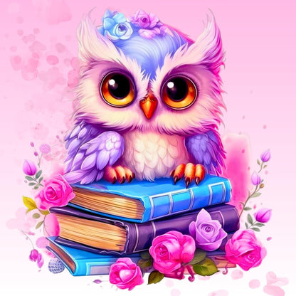Picmondoo Diamond Painting Book Owl 30x30 cm – DIY Diamond Painting for Children & Adults – with AB Stones, Rhinestones & Fairy Dust Paint – Complete Set with Accessories & Artist Canvas