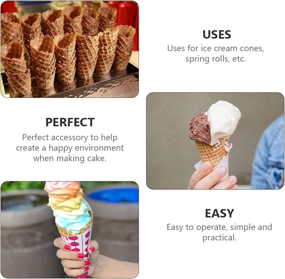 Hemoton Ice Cream Waffle Cone Roller, Krumkake Cone Maker Wooden Pastry Waffle Cake Kitchen Baking Tool