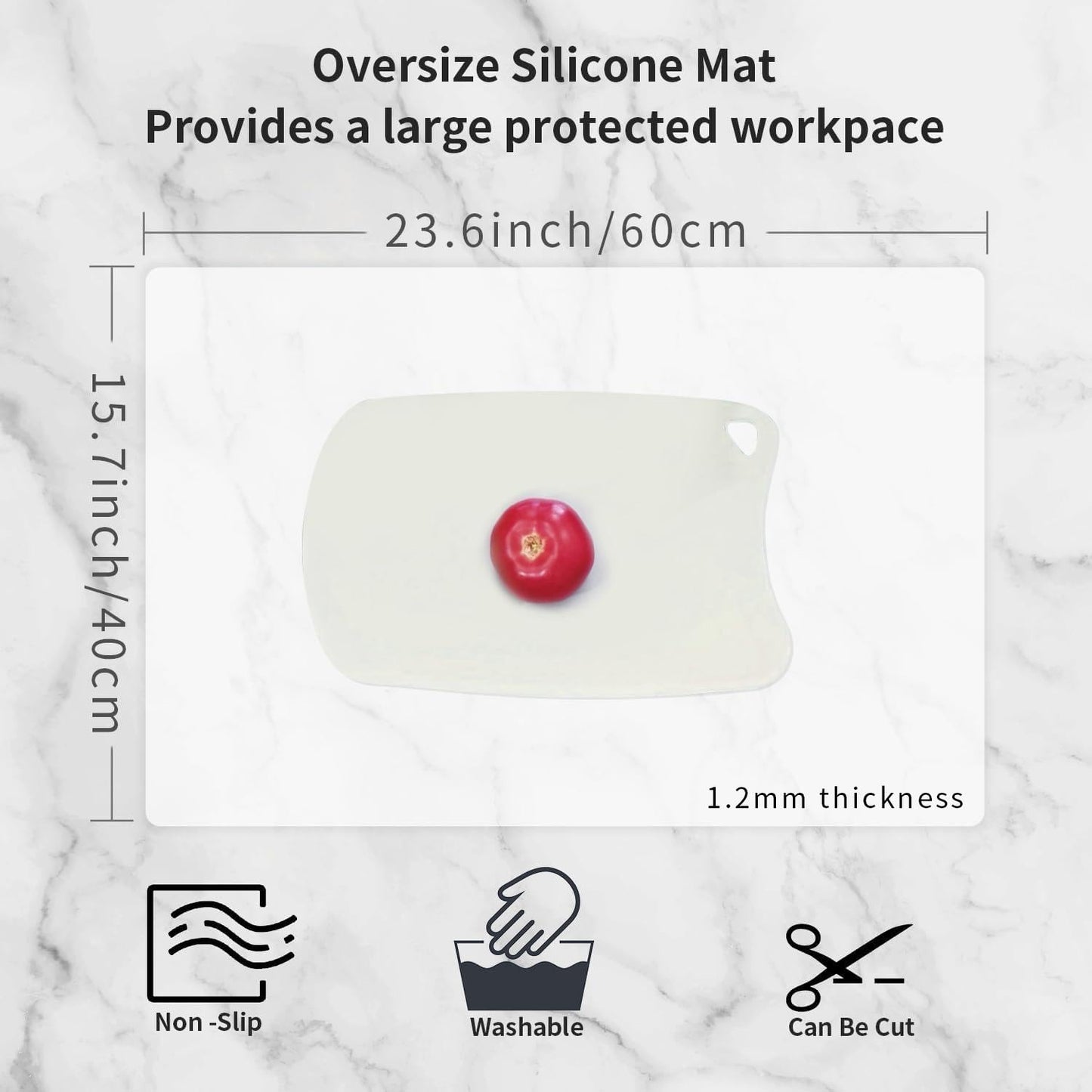 2 Pack Oversize Silicone Table Mats, Silicone Placemat Set of 2 for Baking Craft Pastry Non-Stick, Heat Resistant Waterproof Nonskid Countertop Protector Mat (Translucent, 23.6''x15.75'')