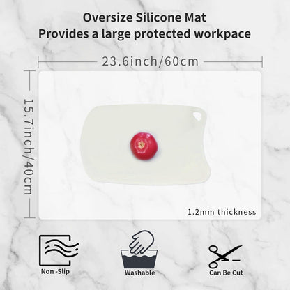 2 Pack Oversize Silicone Table Mats, Silicone Placemat Set of 2 for Baking Craft Pastry Non-Stick, Heat Resistant Waterproof Nonskid Countertop Protector Mat (Translucent, 23.6''x15.75'')