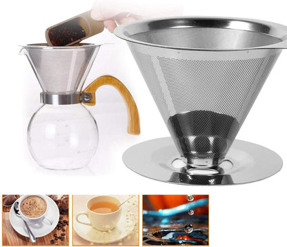 Coffee Filter Cup, fosa 1Pc Stainless Steel Coffee Cup Filter for Pour Over Coffee Makers