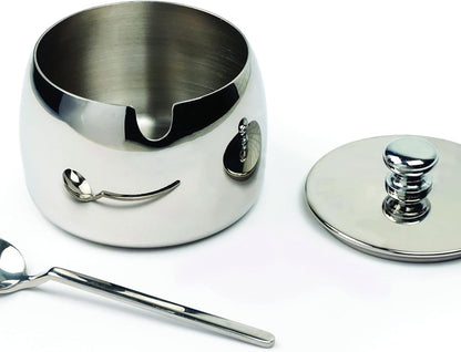 RSVP International 8 oz Stainless Steel Sugar Bowl with Lid and 4.5" Spoon