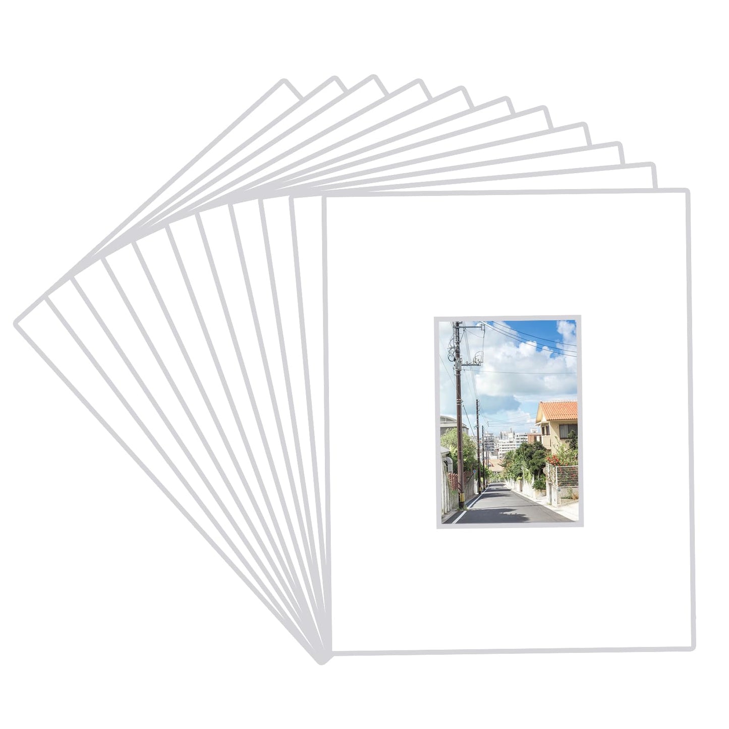 Prudiut 15 Pack 11x14 White Picture Mats, Frame Mattes for 5x7 Pictures Display Photo Frame Mat Core Bevel Cut Mat Board Show Kit for Photos, Prints, Artworks