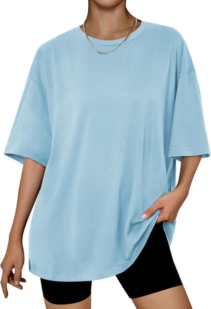 Trendy Queen Womens Oversized Summer T Shirts Plus Size Batwing Cute Casual Tops Short Sleeves Fashion Workout Clothes