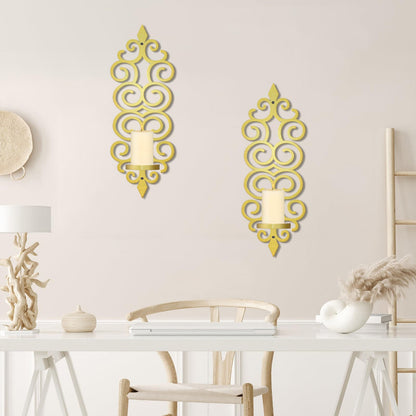 OYEFLY DIY Metal Candle Sconces Wall Decor, Wall Mounted Candle Holder (Gold)