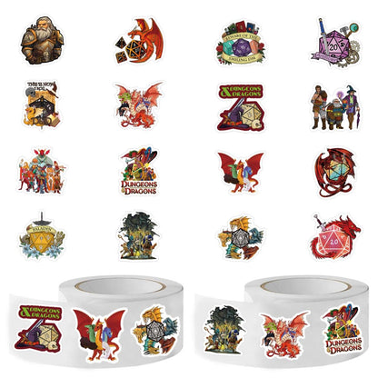 1000pcs Stickers, D&D Classic Game 1.5 Inch Labels with 16 Patterns Decal Rolls Self Adhesive Seals for Party Decor for Water Bottle Laptop Scrapbook Card Envelope