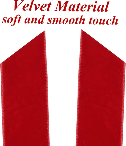 Regine Switzerland 12Pcs Red Velvet Ribbon Bows - 5in x 10in Christmas Tree Ornaments | Holiday Decor for Home & Party