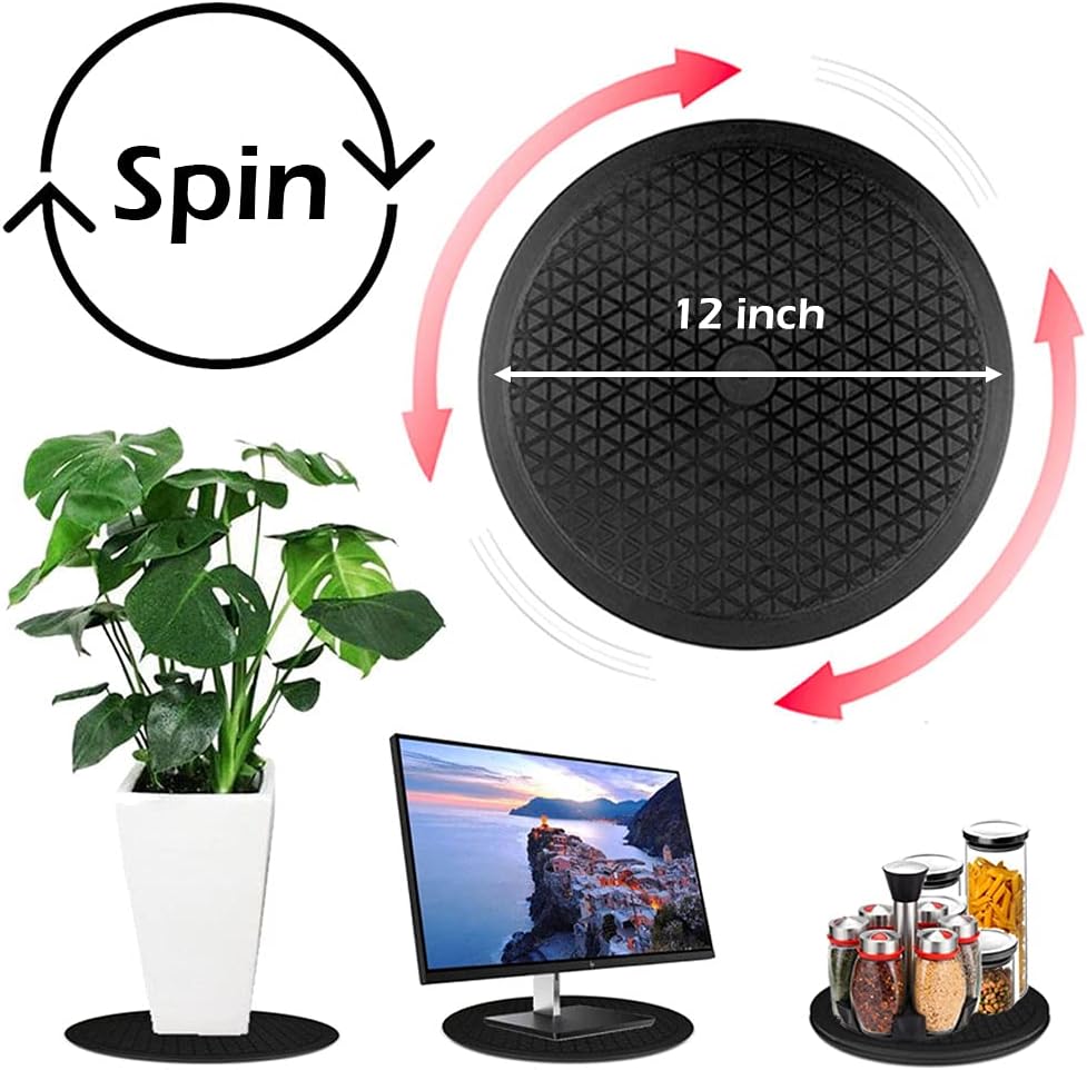 12 Inch Lazy Susan Turntable Organizer - Heavy Duty Rotating Swivel Stand with Steel Ball Bearings for Spice Cabinets