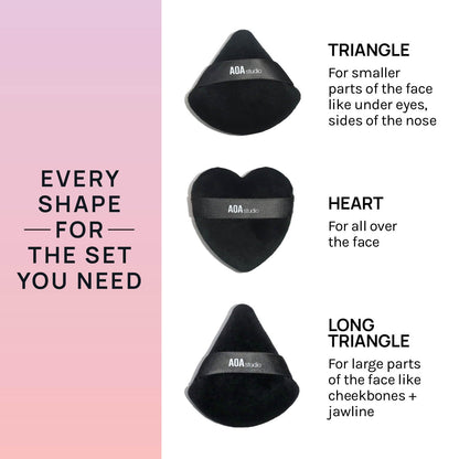 AOA Studio Velvet Puffs Makeup Puff Set of 6 Loose Powder Body Powder, Velour Makeup Blender Sponge Foundation Blending Sponges Set Beauty Makeup Tools(Black/Peach)