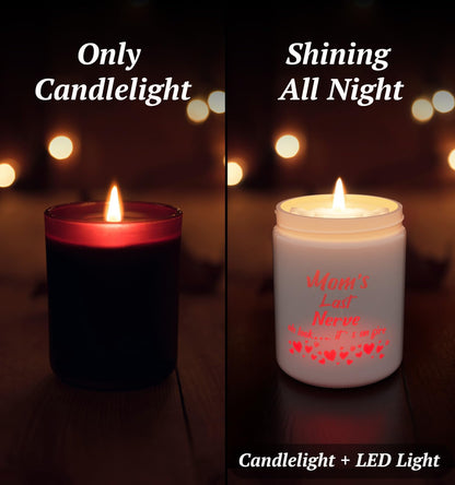 Mother's Day Candles with LED Light, Holiday Candle Gifts for Mom, Christmas Gifts for Women, Juniper&Lavender Scent Candles, Perfect for Xmas,Winter Décor,Over 40 Hours of Burn Time, 100% Soy Wax
