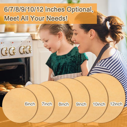 BYKITCHEN Parchment Paper Rounds, Set of 200 Non Stick 9 Inch Pre-Cut Baking Liners for Round Cake Pan