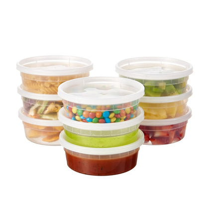 [240Set-8oz] Plastic Deli Food Storage Containers With Lids Disposable Clear Small Togo Jars Bowls For Soup, Meal Prep, Slime | BPA Free | Stackable | Leakproof | Microwave | Dishwasher | Freezer Safe
