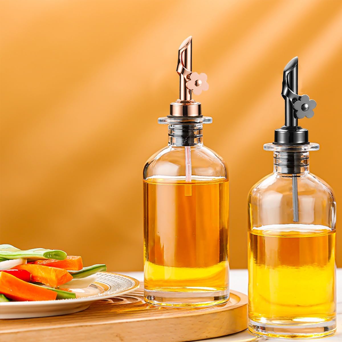 2 Pack Stainless Steel Oil Pour Spouts, Premium Replacement Bottle Pourers for Liquids, Gunmetal