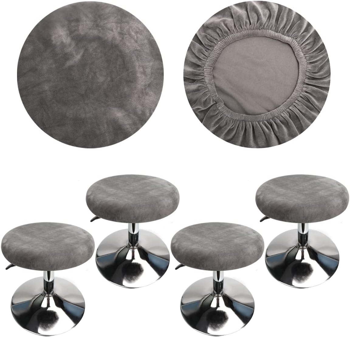 12-16 Inch/30-40cm (4, Velvet Bar Stool Covers Round Barstool Covers Round, Luxurious Fabric Stretchable Wrinkle