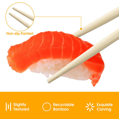 300 Pairs Disposable Chopsticks Bamboo Wooden Chopsticks Cooking Chopsticks Long Japanese Chinese Korean Individually Wrapped Connected Chopsticks with Paper Sleeve for Sushi Asian Dishes, 8.27 Inch