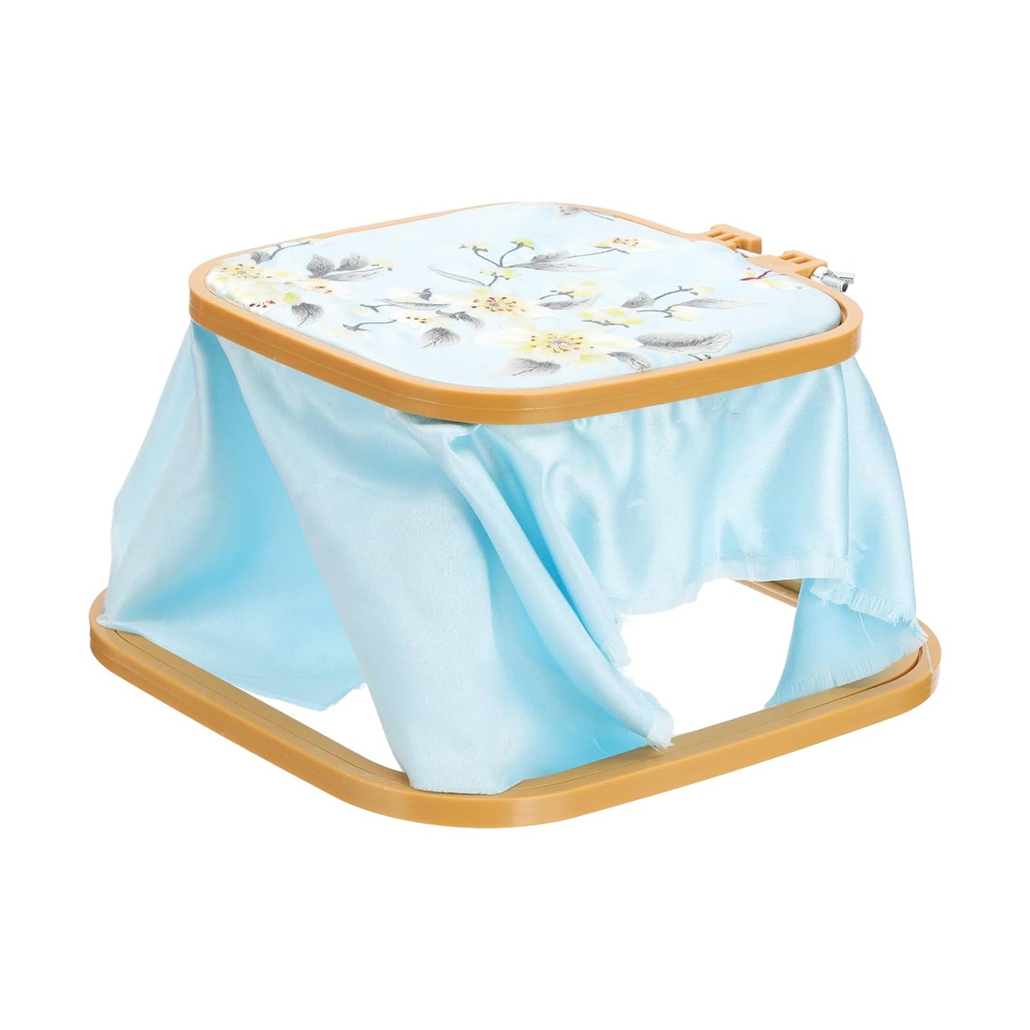 PATIKIL 7.1" x 6.7" Square Embroidery Hoop Stand, Adjustable ABS Plastic Cross Stitch Stand Hands-Free 2-Tier Embroidery Hoop Holder Punch Needle Frame for Sewing Arts Needlework, Khaki