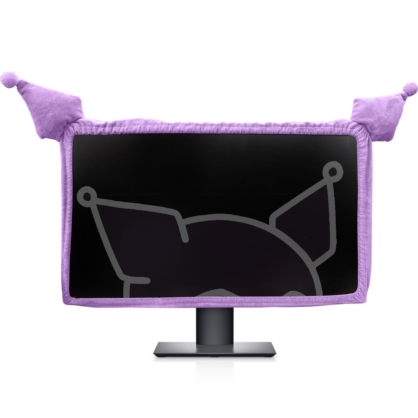 Kakurookie 23'' - 34'' Computer Monitor Protective Cover with Cat Ear Design, Cute Monitor Dust Cover with Furry Design, Elastic Dustproof, Suitable for PC, Tablet, TV