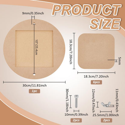 PH PandaHall Pottery Bats System Kit, Inner Bat for Pottery Wheel 12" Round Portable Clay Wedging Board with 6pcs Square Pads Clay Throwing Bats for Artists Studio & Home Pottery Projects