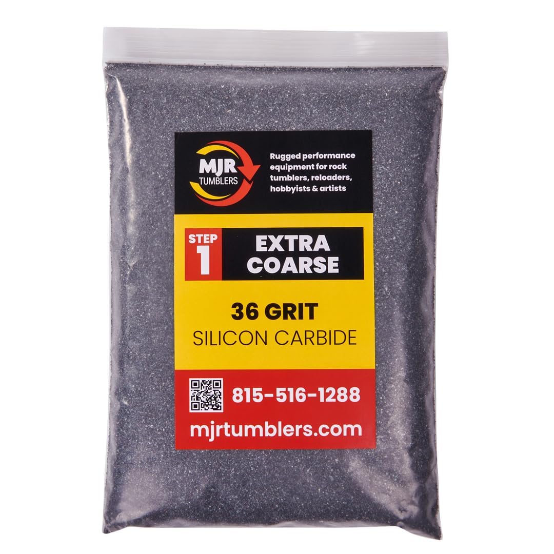 MJR Tumblers 36 Grit Silicon Carbide Rock Tumbler Grit, Extra Coarse Stage 1 Rock Polishing Grit, 2 lb Stone Polishing Compound for Rotary & Vibratory Tumblers, Lapidary Supply