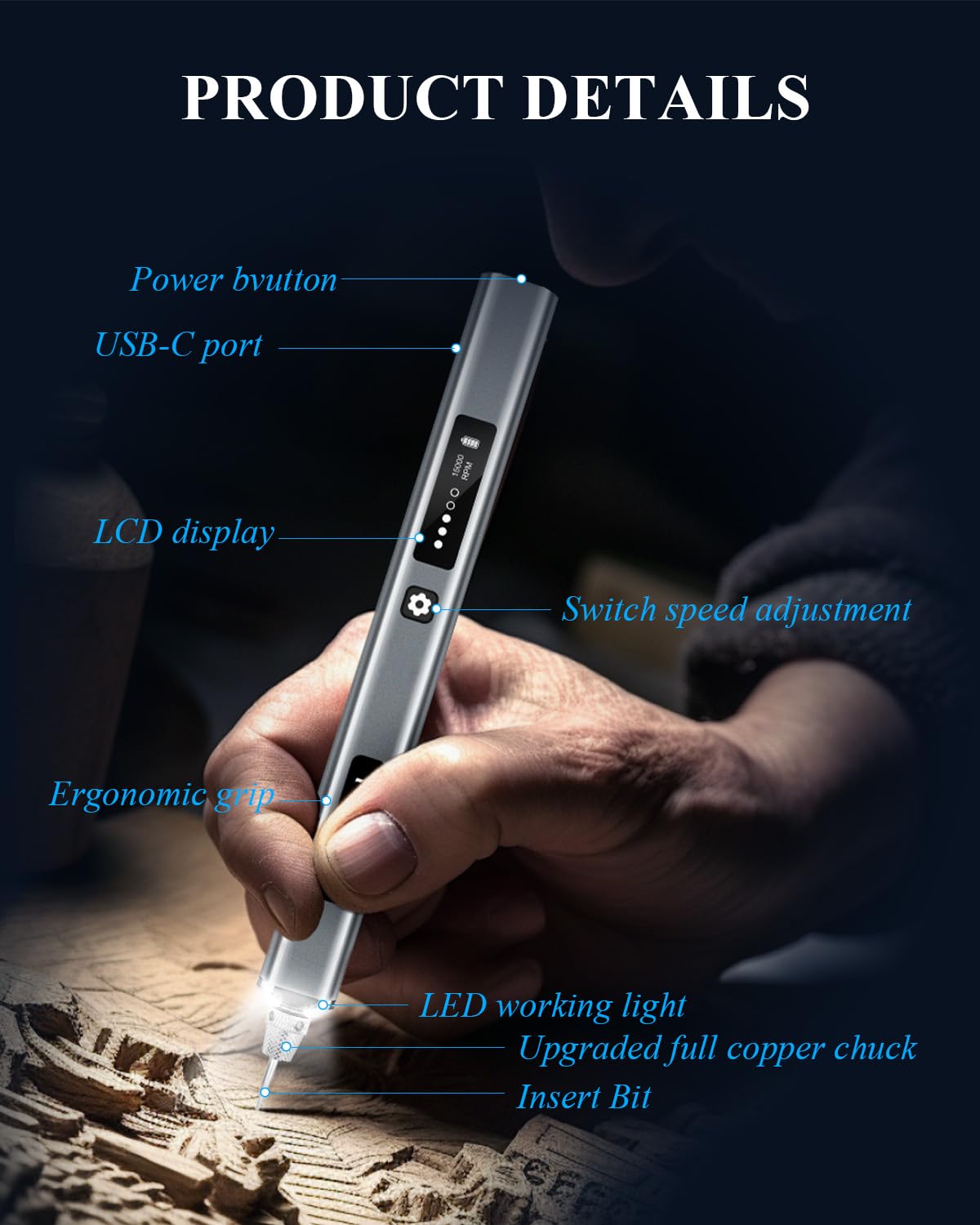 Engraving Pen, Ultimate Cordless Engraving Pen for Artists & DIYers - Engrave 60+ Surfaces - Beginner Friendly- 30 Bits & Mastery Guide (Pewter)