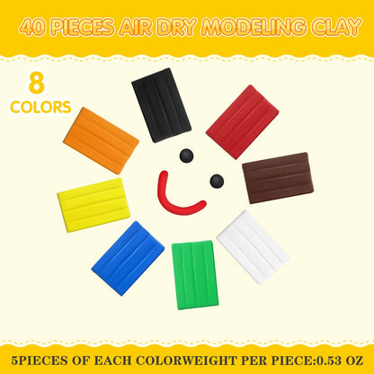 VioraWhite 40 Pcs 21oz Air Dry Clay Bulk Modeling Ultra Lightweight Foam Modeling Clay for Kids Adults Magic DIY Crafts Party Arts and School Project Gifts Supplies(Classic Colors)